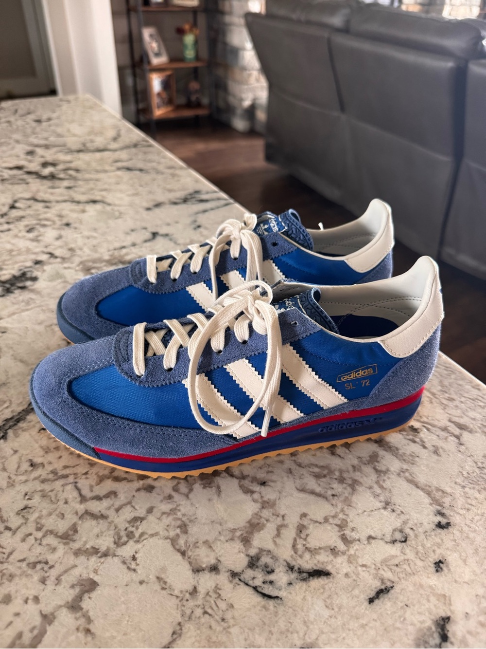 adidas SL 72 Men's Blue & White Suede/Nylon Sneakers with Red Accent